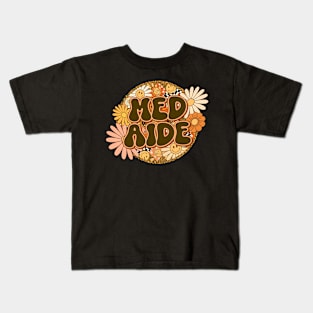 Med Aide Retro Groovy Floral Leopard Kids T-Shirt